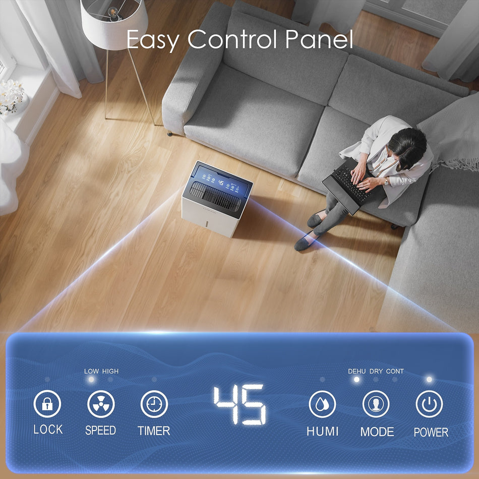 4500 Sq.ft Dehumidifier for Home Basement & Large Room, 50 PPD (Saturation)/22 PPD (AHAM) Dehumidifier with Drain Hose & Water Tank, Smart Humidity Control, Auto Defrost