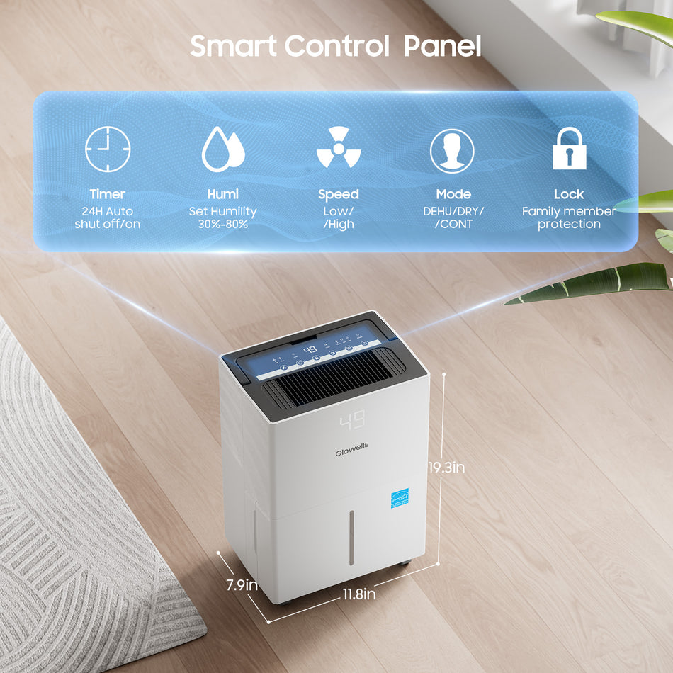 80 pt. 4500 sq. ft. Portable Dehumidifier in White, with Bucket, Smart Humidity Control, Automatic Defrost, Timer