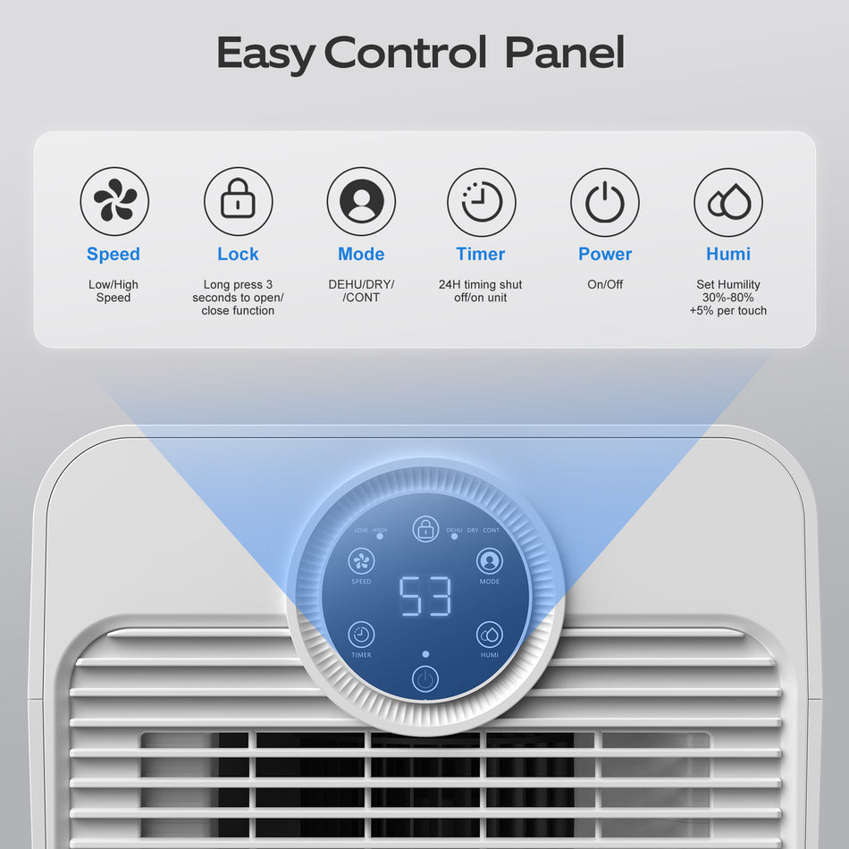 21 pt. up to 2,500 sq. ft. Dehumidifier with 0.53 Gal Bucket and Continuous Drain in. White