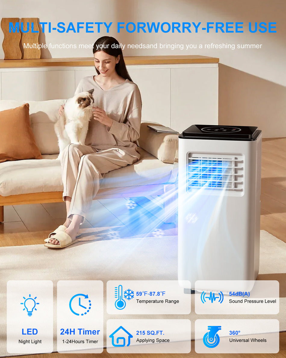 6,500 BTU (DOE) Portable Air Conditioner Cools 215 sq. ft. with Dehumidifier and Remote