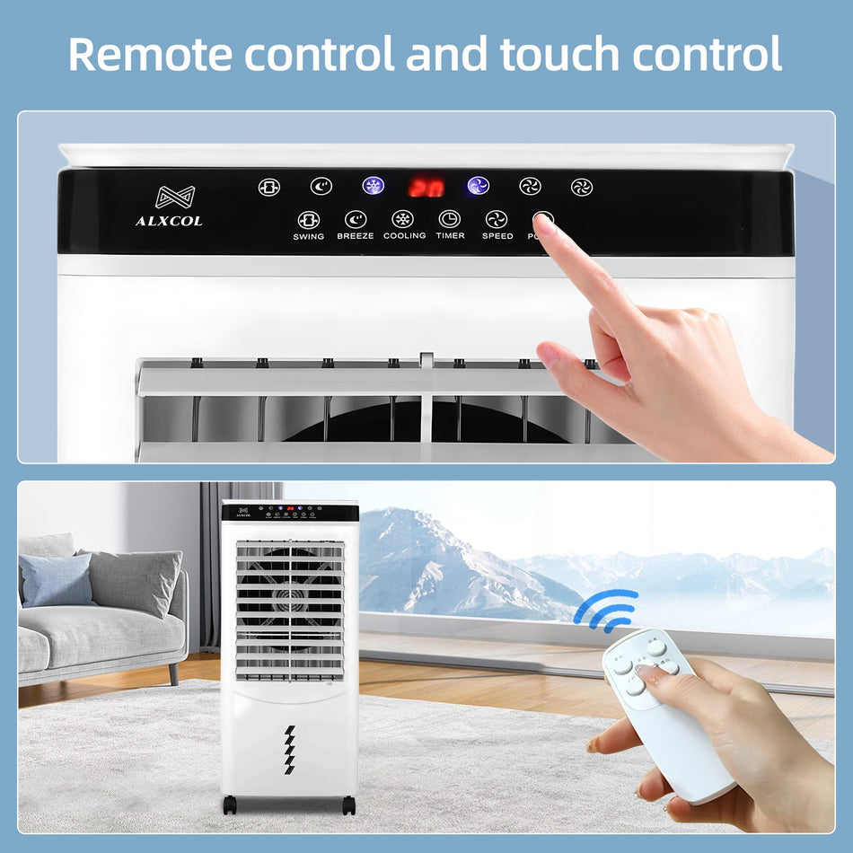 1800 CFM Indoor Portable Evaporative Cooler for 600 sq.ft. 3-Speed Air Cooler with 10 Gal. Tank, Remote, 12H Timer