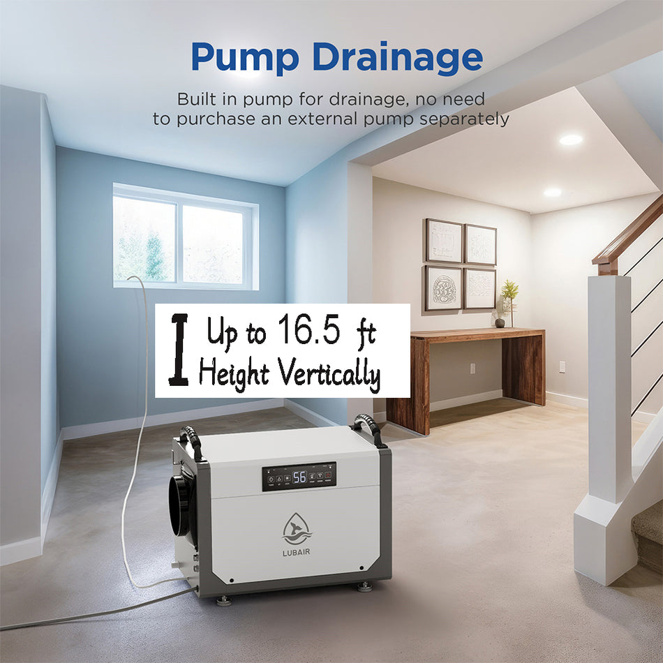 113 pt. 6000 sq.ft. Bucketless Quiet Dehumidifier with Pump for Basement, Crawlspace, Auto Defrost, Memory Starting