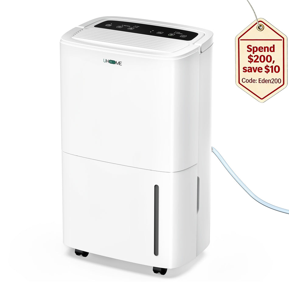 150 pt. 7,000 sq.ft. Dehumidifier in. White with Pump, Drain Hose and Bucket for Basement, Garage, Auto Defrost, Timer