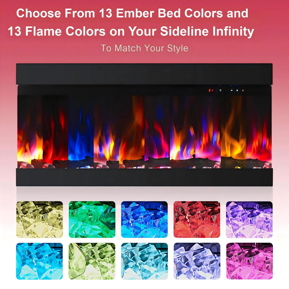 36 in. 3-Sided Freestanding Electric Fireplace Insert in Black with 13-Flame Colors,Heater,Remote Control and Smart App