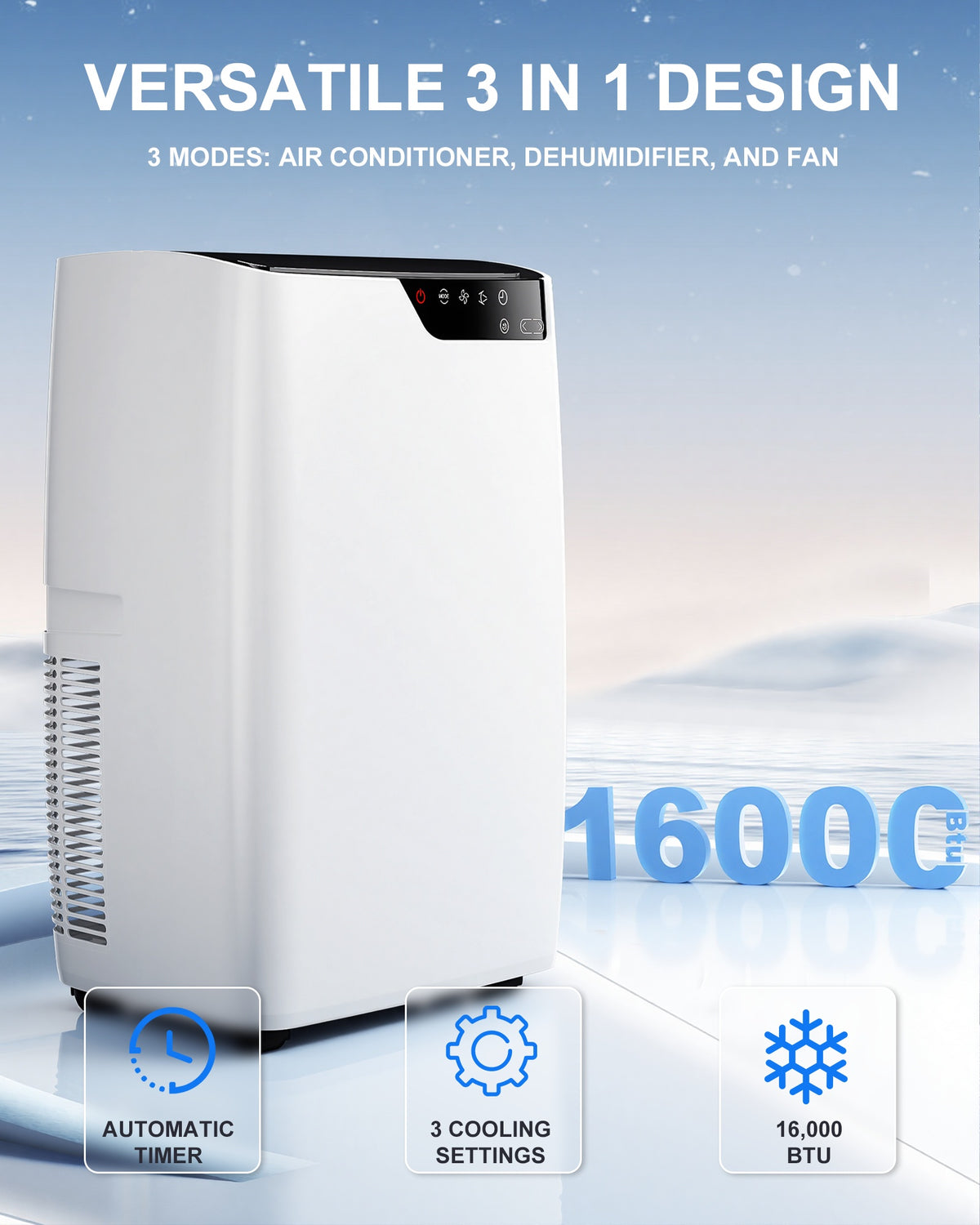 12,000 BTU (DOE) Portable Air Conditioner Cools 290 sq. ft. with Dehum ...