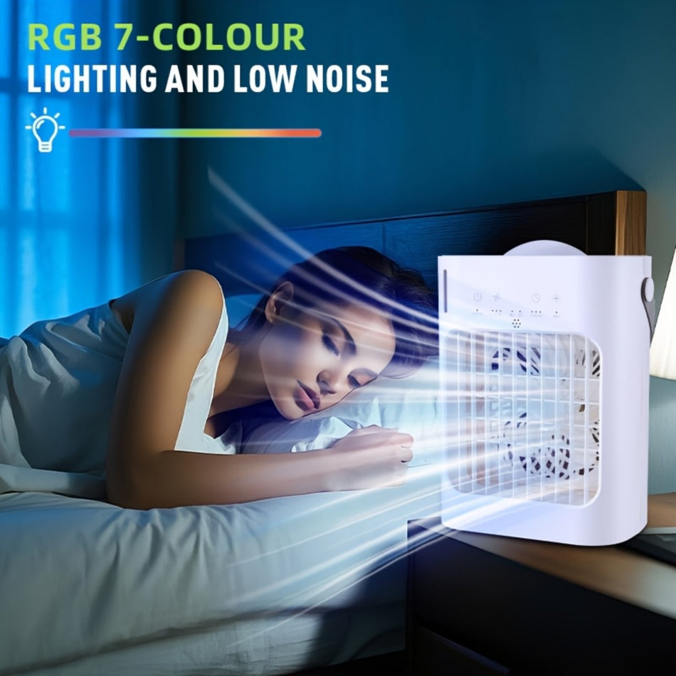 8 in. 3 fan speeds Desk Fan in White with mist cooling and quiet operation