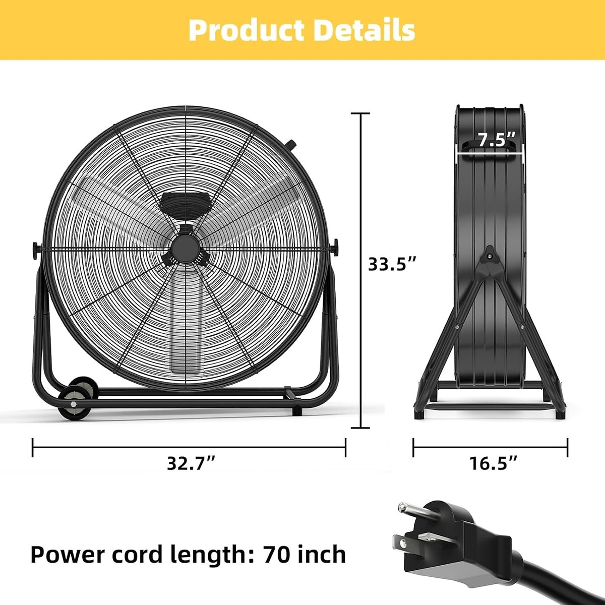 30 in. 3 Fan Speeds Floor Fan in Black with Adjustable Tilt – EdenDirect