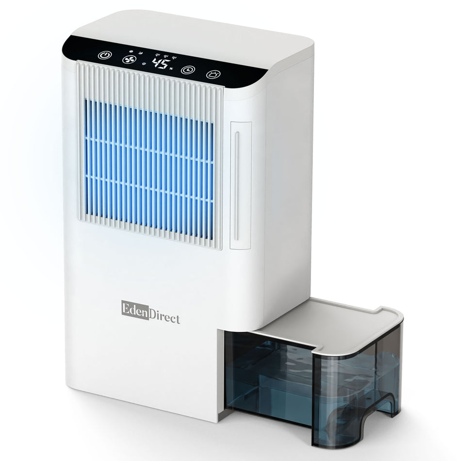 6.5 pt. 1,000 sq. ft. 30 dB Quiet Rotary Desiccant Dehumidifier for Basement, with 0.66 Gal. Bucket, Drain Hose (White)