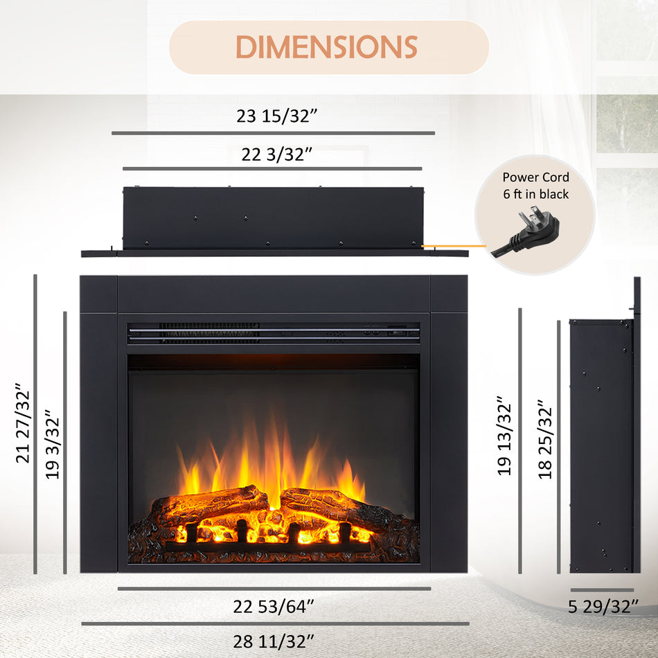 28 in. Ventless Electric Fireplace Insert with Remote Control