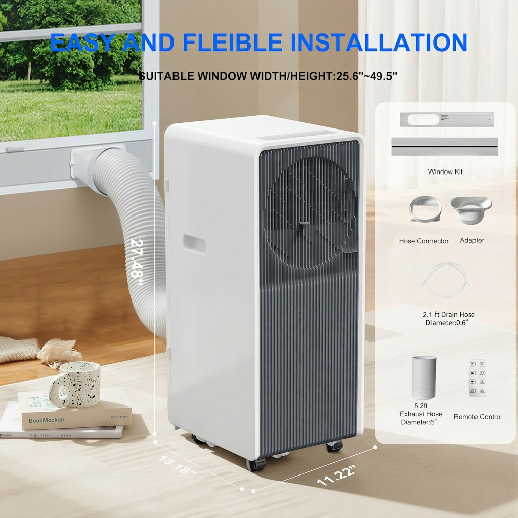 10,000 BTU (DOE) Portable Air Conditioner Cools 450 sq. ft. with Dehum ...