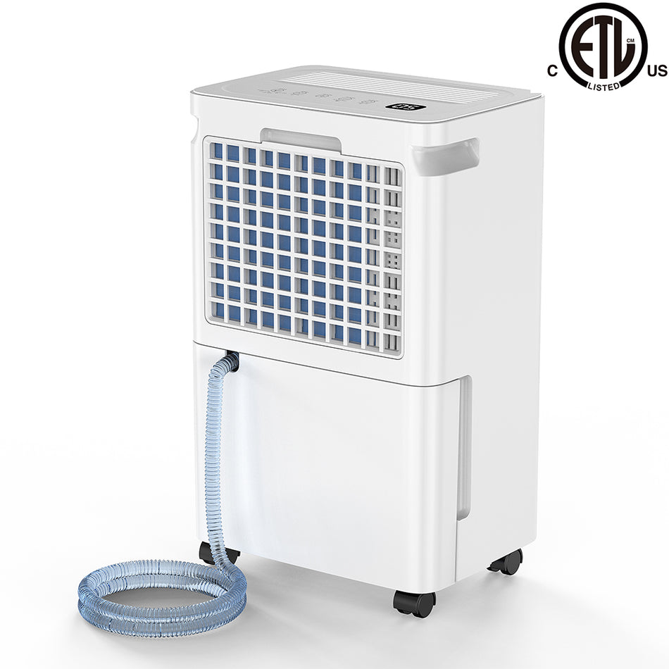 30 pt. 3,000 sq. ft. Portable Dehumidifier in. White with Drain Hose, 0.42 Gal. Bucket, 41 dB, Cloth Drying, Child Lock