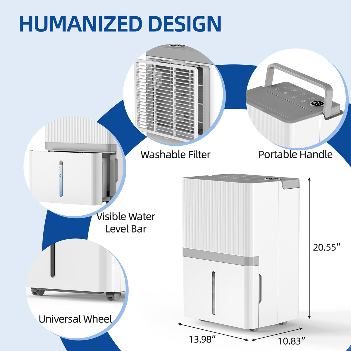 30pt. 1500 sq.ft. Commercial Dehumidifier in. Whites, with 0.52Gal Buc ...