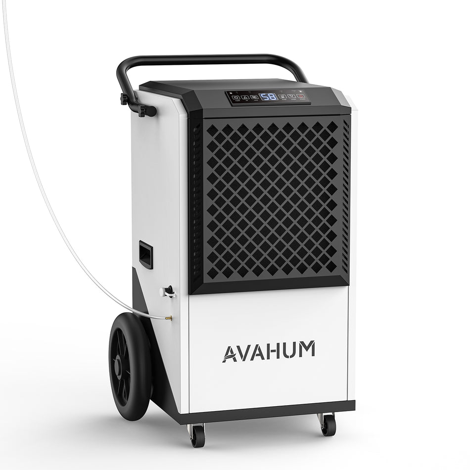 250 pt. 8000 sq. ft. Commercial Dehumidifier in. White & Gray with Auto Defrost, 24H Timer & Optional Pump Drainage