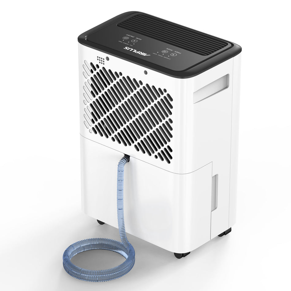 25 pt. 2,500 sq. ft. Dehumidifier for Basement in White with Drain Hose, Bucket, Automatic Defrost Control, Sleep Mode