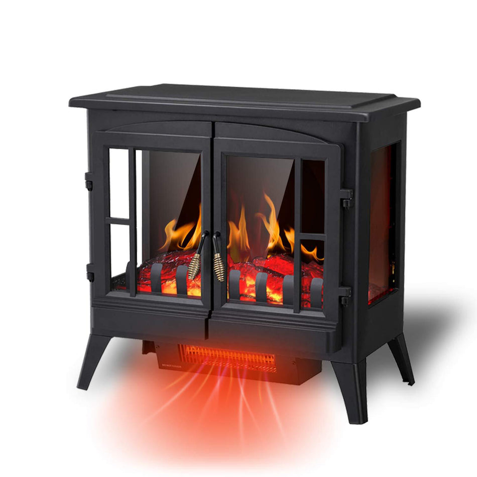 1500-Watt Infrared Heater in Black with Overheating Protection, Low Noise, Electric Fireplace