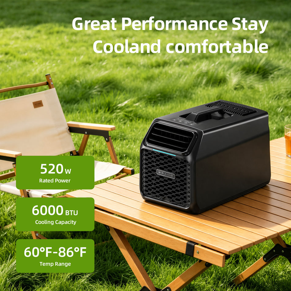 6000 BTU(DOE) Portable Air Conditioner Cools 150 sq. ft. with Dehumidifier and Remote Control in Black for Tent and RV