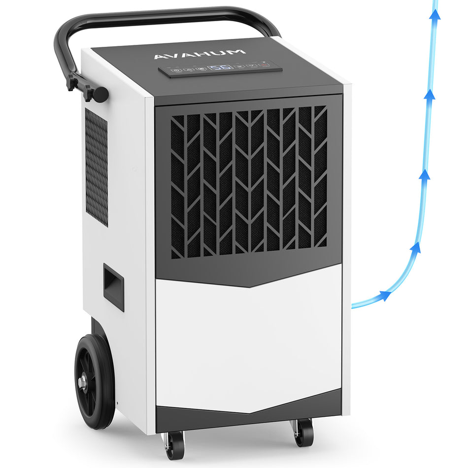 160 pt. 7500 sq. ft. Commercial Dehumidifier in. White with 2-in-1 Drainage, Auto Defrost, and Portable Wheels