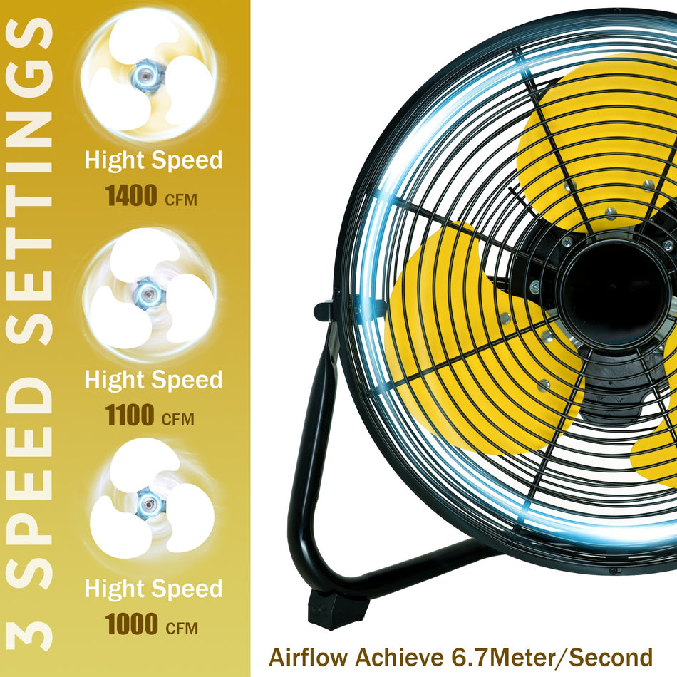 12 in. 3 Speeds Portable High Velocity Drum Fan with Powerful 1/16 HP Motor