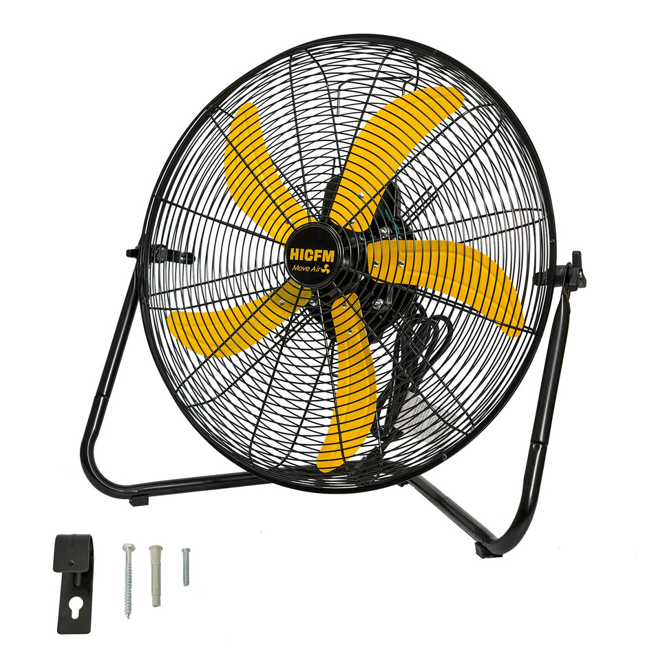 20 in. 3 Speed 5300 CFM High Velocity Heavy-Duty Drum Fan in Black with Copper Wire, Handle, 360?? Tilt for Warehouse