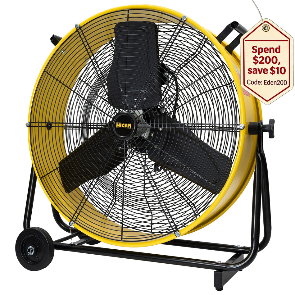 24 in. 2 Speeds Portable High Velocity Drum Fan with Powerful 1/3 HP TEAO Enclosure Motor