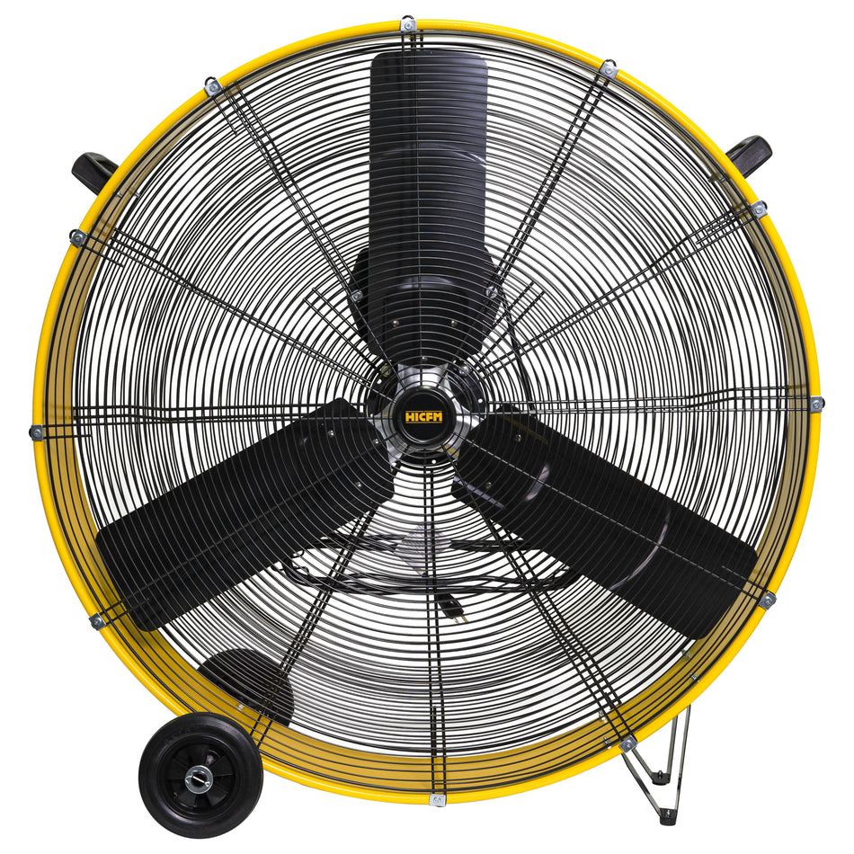 39 in. Variable Speed High Velocity Drum Fan in Yellow with Built-In Handle, Wheel, for Commercial or Industrial
