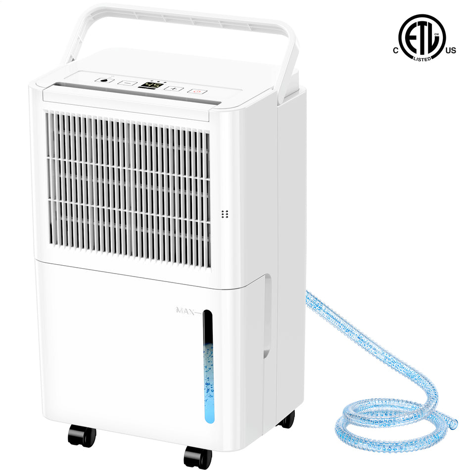 30 Pint Portable Dehumidifier For Basements , Bathrooms , Crawlspaces White