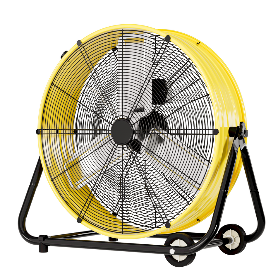 24 Inch 3-Speed 8800 CFM 360° Tilt Industrial Drum Floor Fan with Casters & Handle