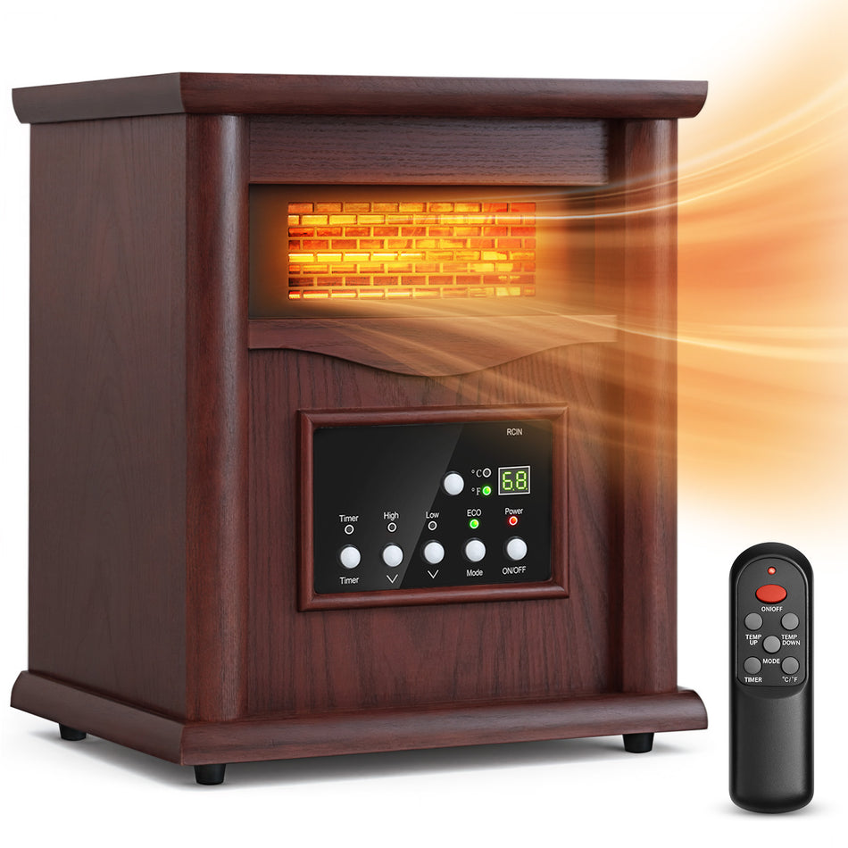 1500-Watt 14.76 in. Electric Brown Convection 4 quartz tubes Infrared Space Heater with 12 Hours Timer