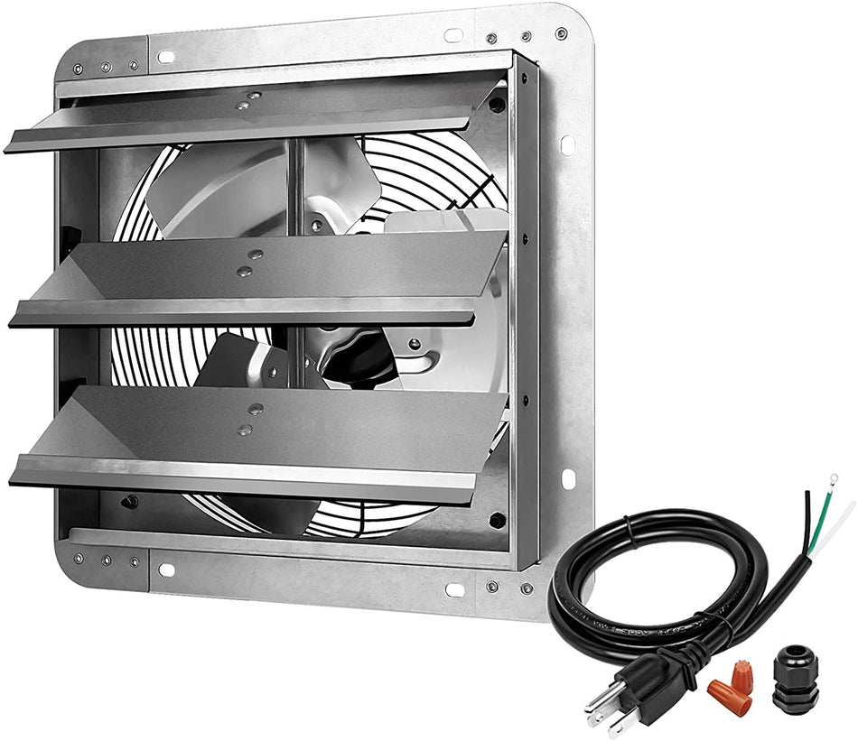12 in. Variable Speeds Electric Roof Louver Exhaust Fan/Vent, Gable Mount Atttic Fan in Silver, Aluminum High Speed