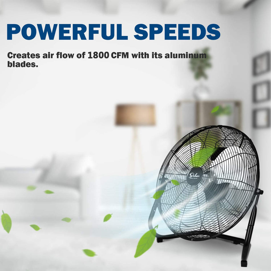 12 in. 3 Speed Black Floor Fan for Living Room, 2 Pack