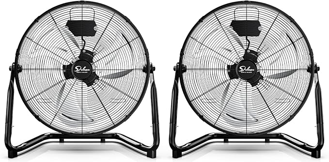 12 in. 3 Speed Black Floor Fan for Living Room, 2 Pack