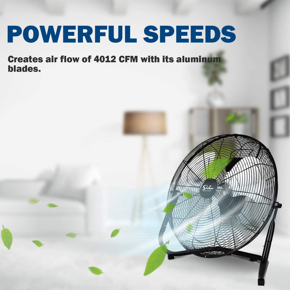 18 in. 3 Speed Black Floor Fan for living room