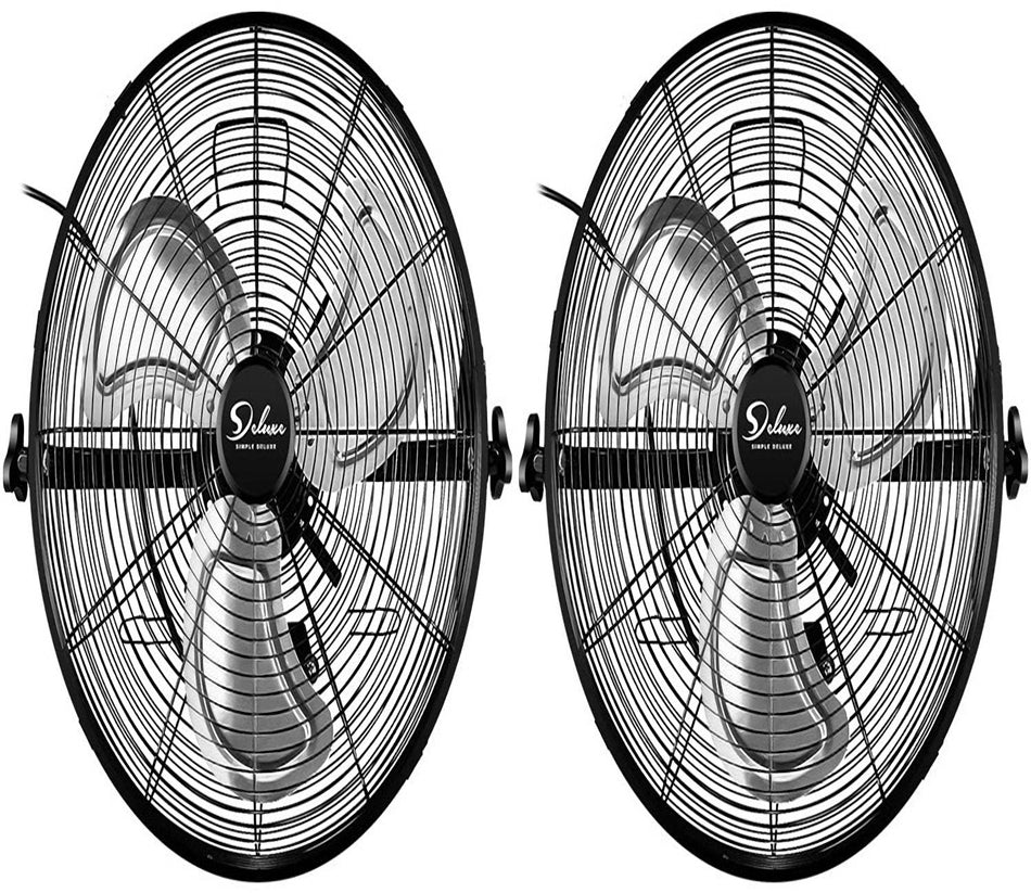 20 in. 3-Speed High Velocity Black Indoor/Outdoor Wall Mount Fan,4650 CFM,3 Blades,360??Oscillating,RustResistant,2-Pack