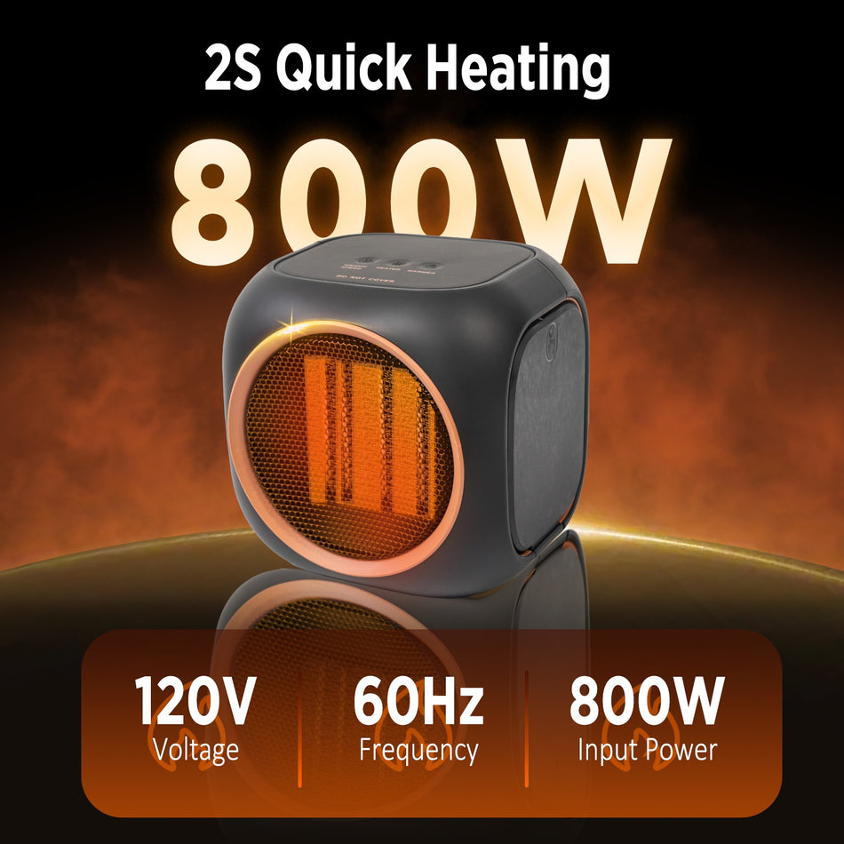 800-Watt 2-in-1 Space Heater and Smart Mug Warmer for coffee tea, milk w/ 12H Auto Shut Off Electric Fan Heater in Black