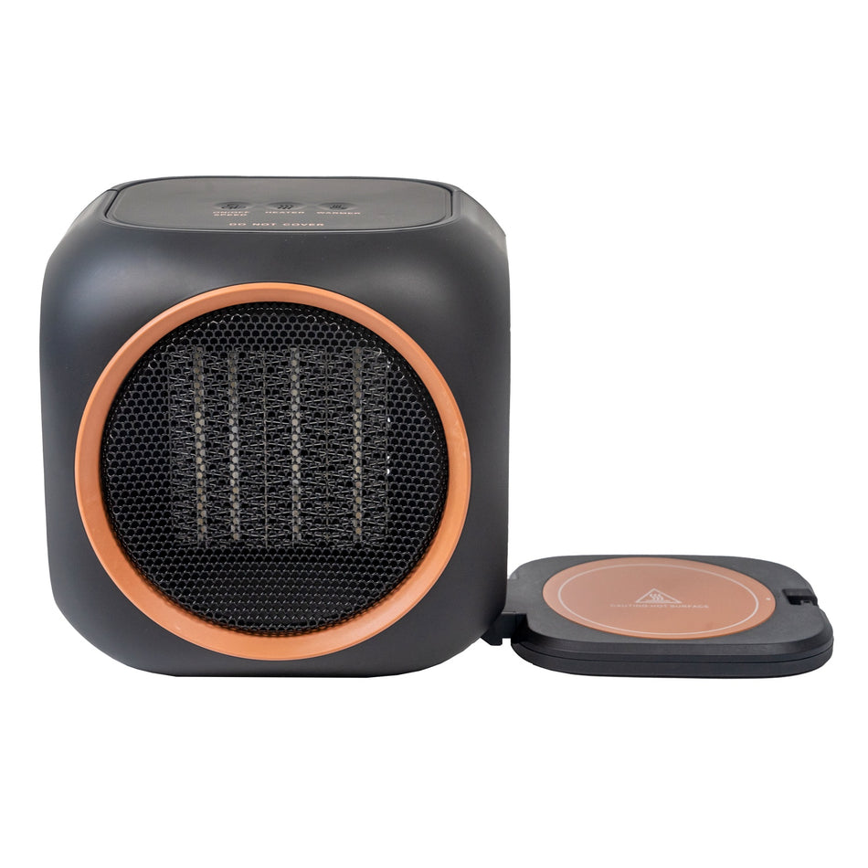 800-Watt 2-in-1 Space Heater and Smart Mug Warmer for coffee tea, milk w/ 12H Auto Shut Off Electric Fan Heater in Black