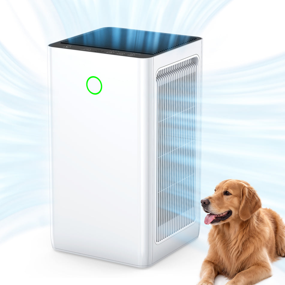 2152 sq. ft. H13 HEPA True Personal Console Air Purifier in Whites, 99.97% Cleaner, 235 CFM, Air Quality Indicator