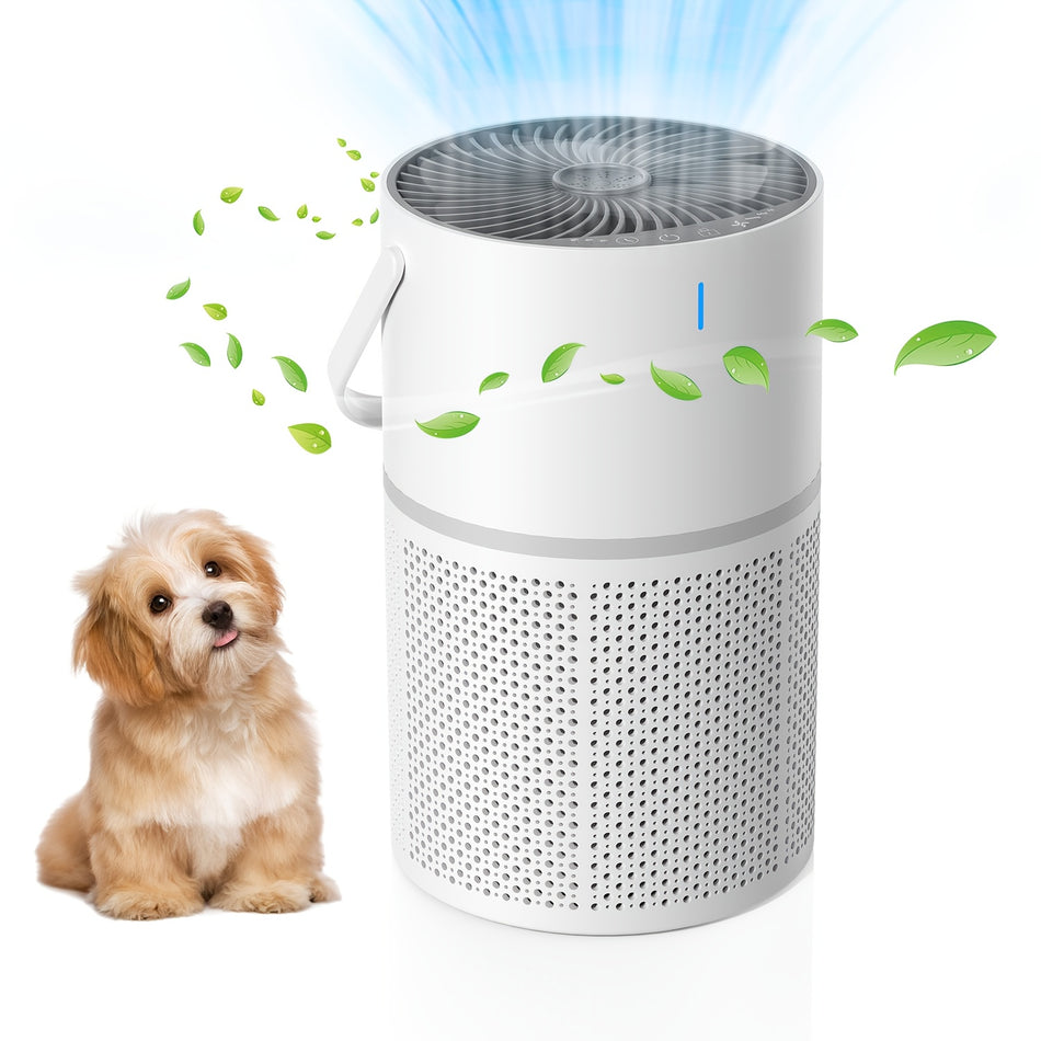 1250 sq. ft. HEPA Personal Air Purifier in White, with 3-layer Filter, 8H Timer, 3-level Speed, Low Noise, Child Lock
