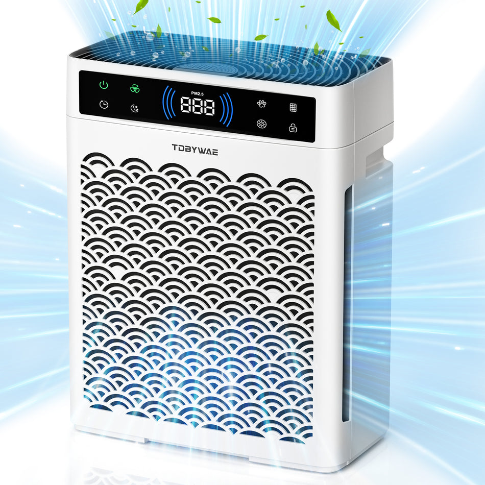 2250 sq. ft. HEPA Personal Air Purifier in White, with 5-Level Speed, PM2. 5 Real-time Display, Low Noise, 16 H Timer