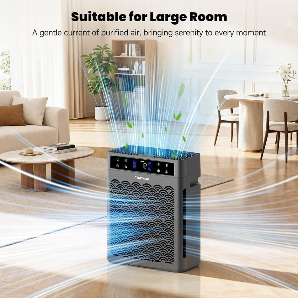 1250 sq. ft. True HEPA Air Purifier in Gray with Automatic Mode, 3-Speed, PM2. 5 Real-time Display and 12 H Timer