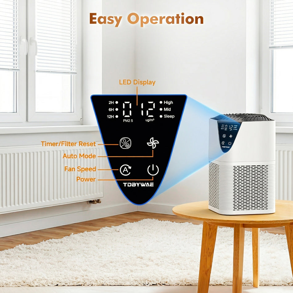 1250 sq.ft. HEPA Personal 3-stage Air Purifier in White, 12H Timer, 3 Speeds, PM2.5 Monitor,Filter Reminder,Aromatherapy