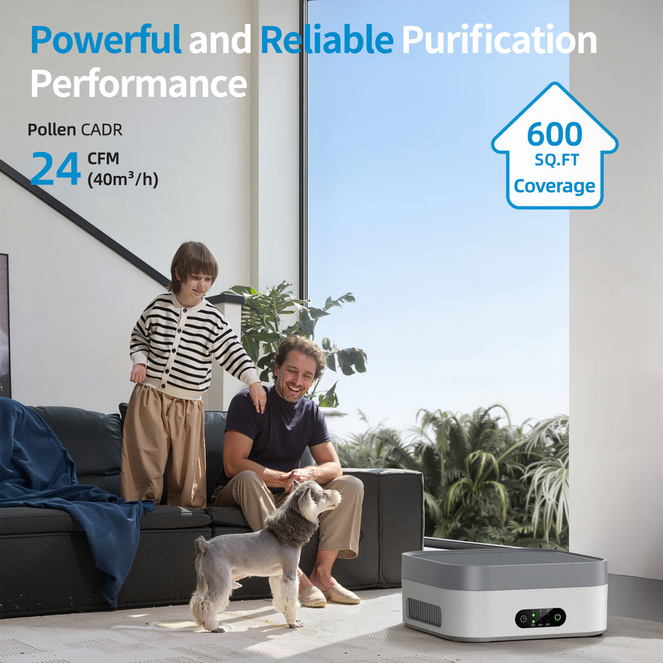 600 sq. ft. HEPA Personal Air Purifier in White, with 8H Timer, 3-level Speed, Low Noise, Replaceable Filter