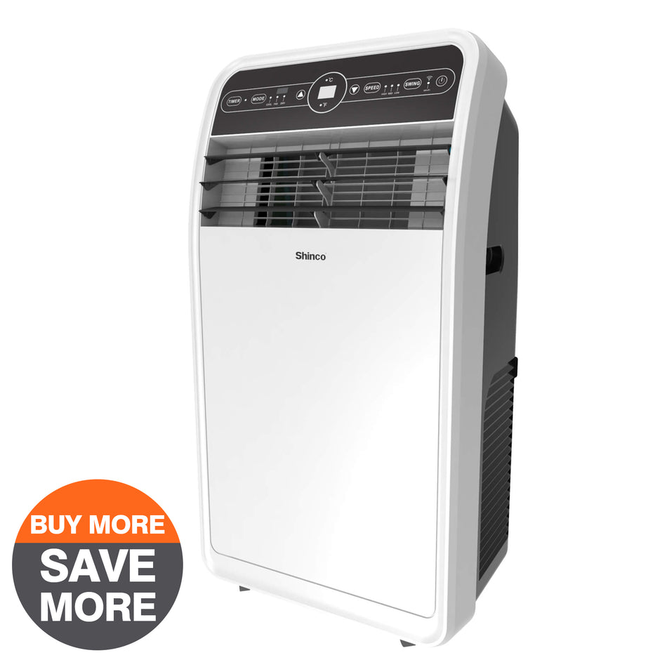 10,000 BTU (6,400 BTU DOE) Portable Air Conditioner Cools 300 sq. ft. Dehumidifier, 3 Fan Speeds & Smart Control