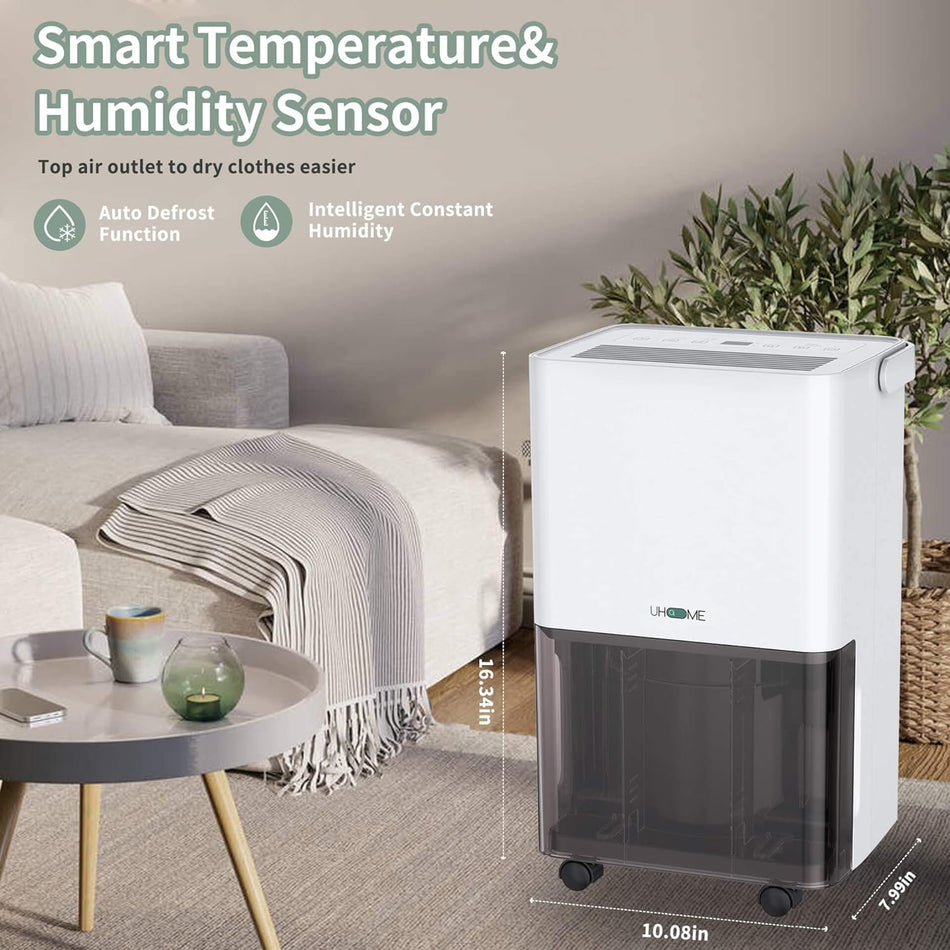 30 pt. 1500 sq. ft. White Dehumidifier with Drain Hose and Bucket, with Activated Carbon Filter, for Basements