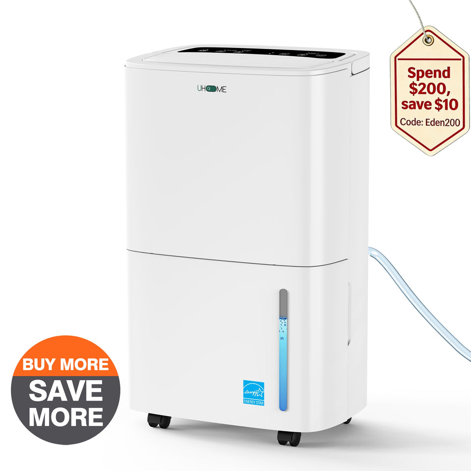 120 pt. 6,000 sq.ft. Dehumidifier in. White with Large Bucket and Drain Hose for Basement, Garage, with Auto Defrost