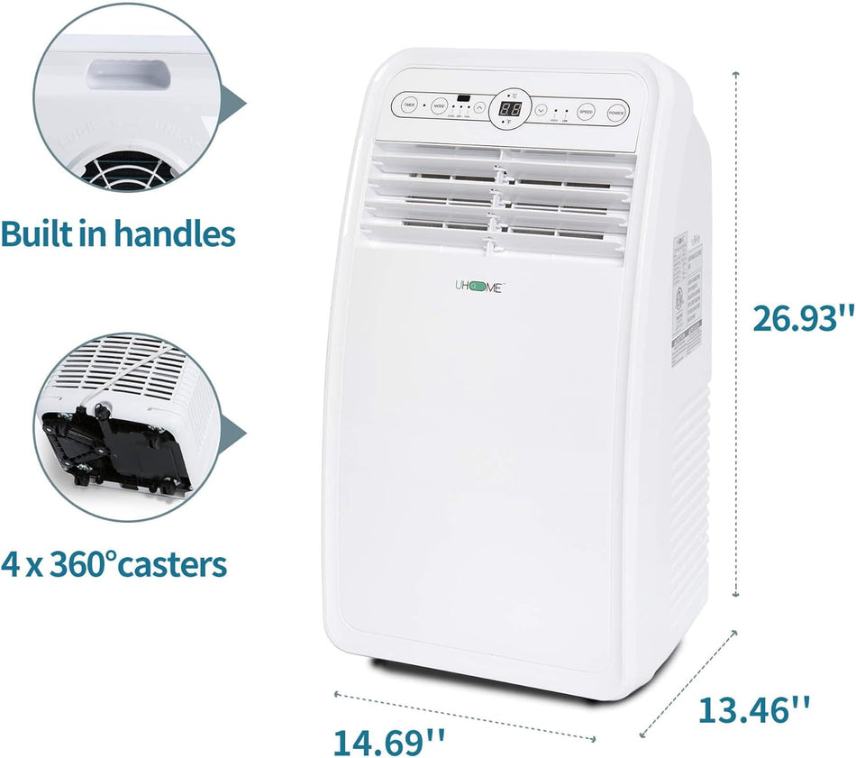 4,350 BTU (DOE) Portable Air Conditioner Cools 200 Sq. Ft. with Dehumidifier with Remote in White, 55dB Low Noise