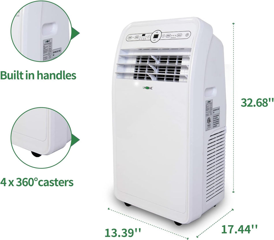 8500 BTU (DOE) Portable Air Conditioner Cools in White, 400 sq. ft. with Heater, Dehumidifier, Remote and Window Kit