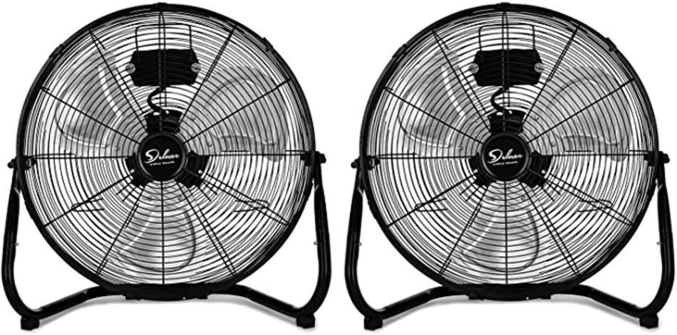 20 in. 3 Speed Black Floor Fan for Living Room, 2 Pack