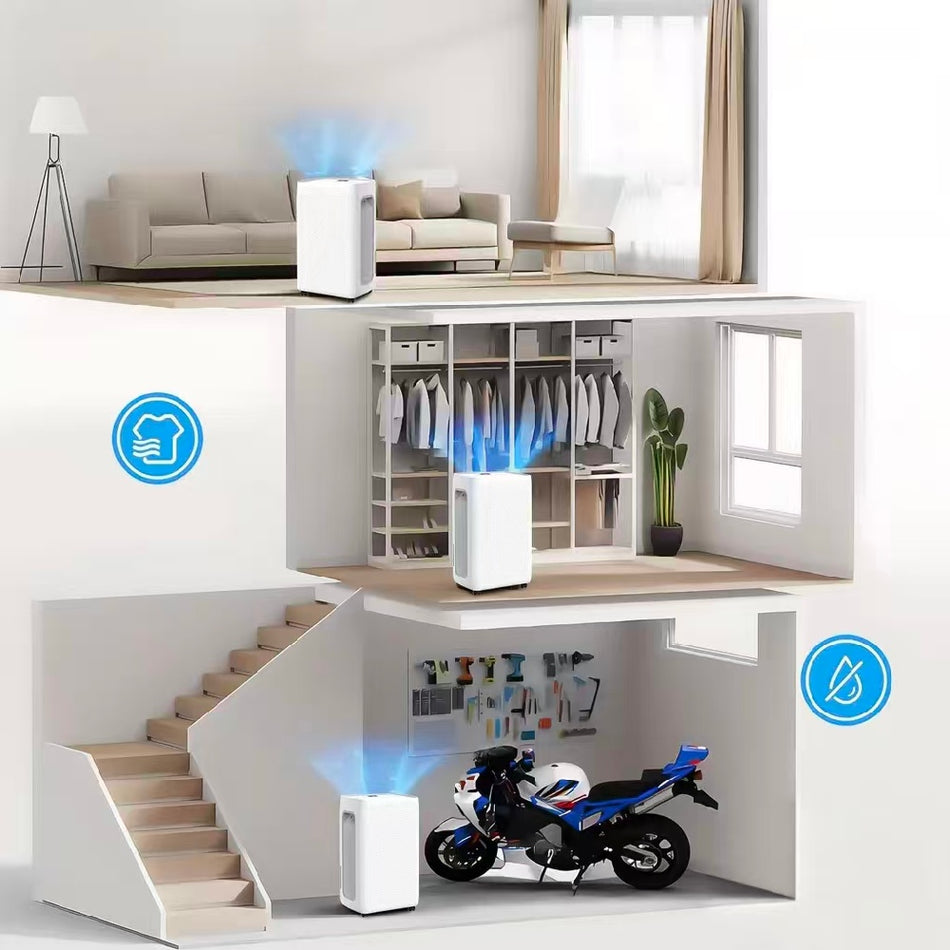 34 pt. 3,500 sq. ft. Dehumidifier for Damp Rooms in White with Drain Hose, Bucket and Auto Defrost for Basement