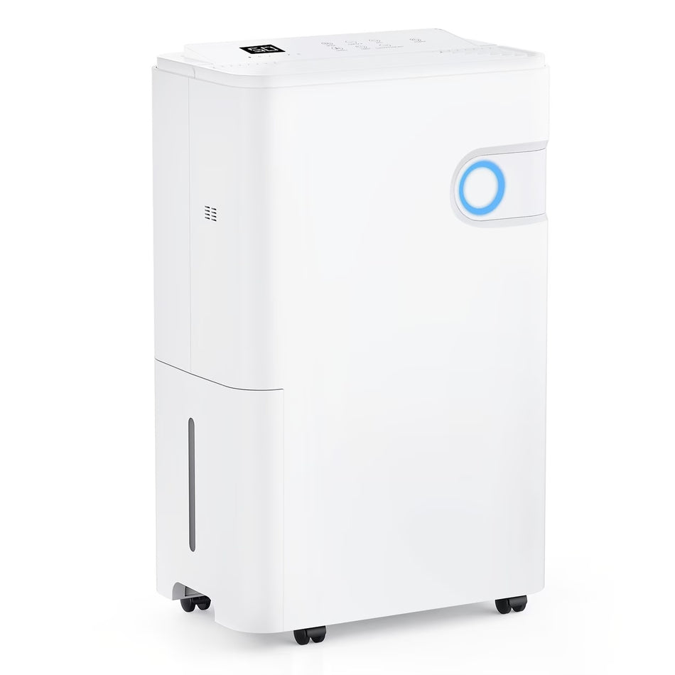 55 pt. 5,500 sq. ft. Dehumidifier for Damp Rooms in White with Drain Hose, Bucket and Auto Defrost for Basement
