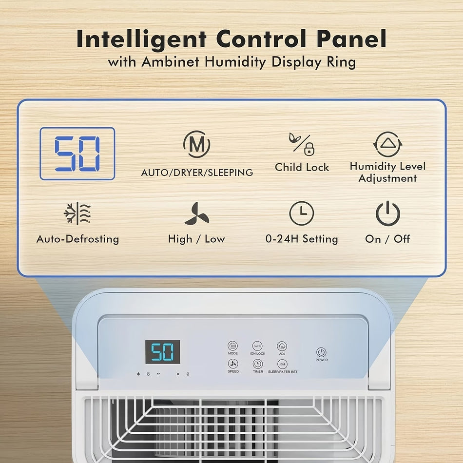 55 pt. 5,500 sq. ft. Dehumidifier for Damp Rooms in White with Drain Hose, Bucket and Auto Defrost for Basement